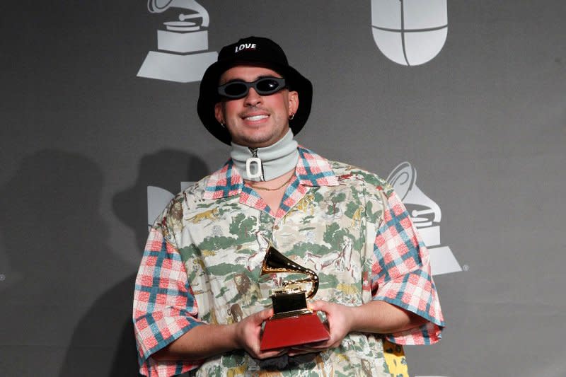 Bad Bunny attends the Latin Grammy Awards in 2019. File Photo by James Atoa/UPI