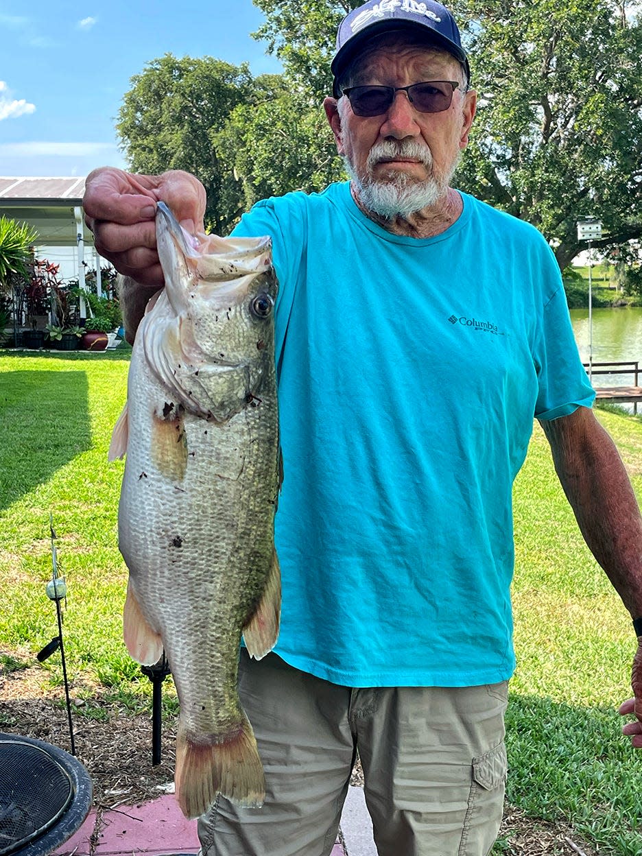 Thomas Mizell of Bartow caught this 6-pound largemouth bass on a Senko while fishing a Bartow area pit recently. 