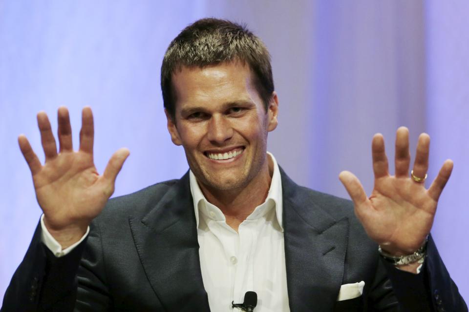 New England Patriots quarterback Tom Brady speaks at Salem State University in Salem, Massachusetts, May 7, 2015. REUTERS/Charles Krupa/Pool TPX IMAGES OF THE DAY