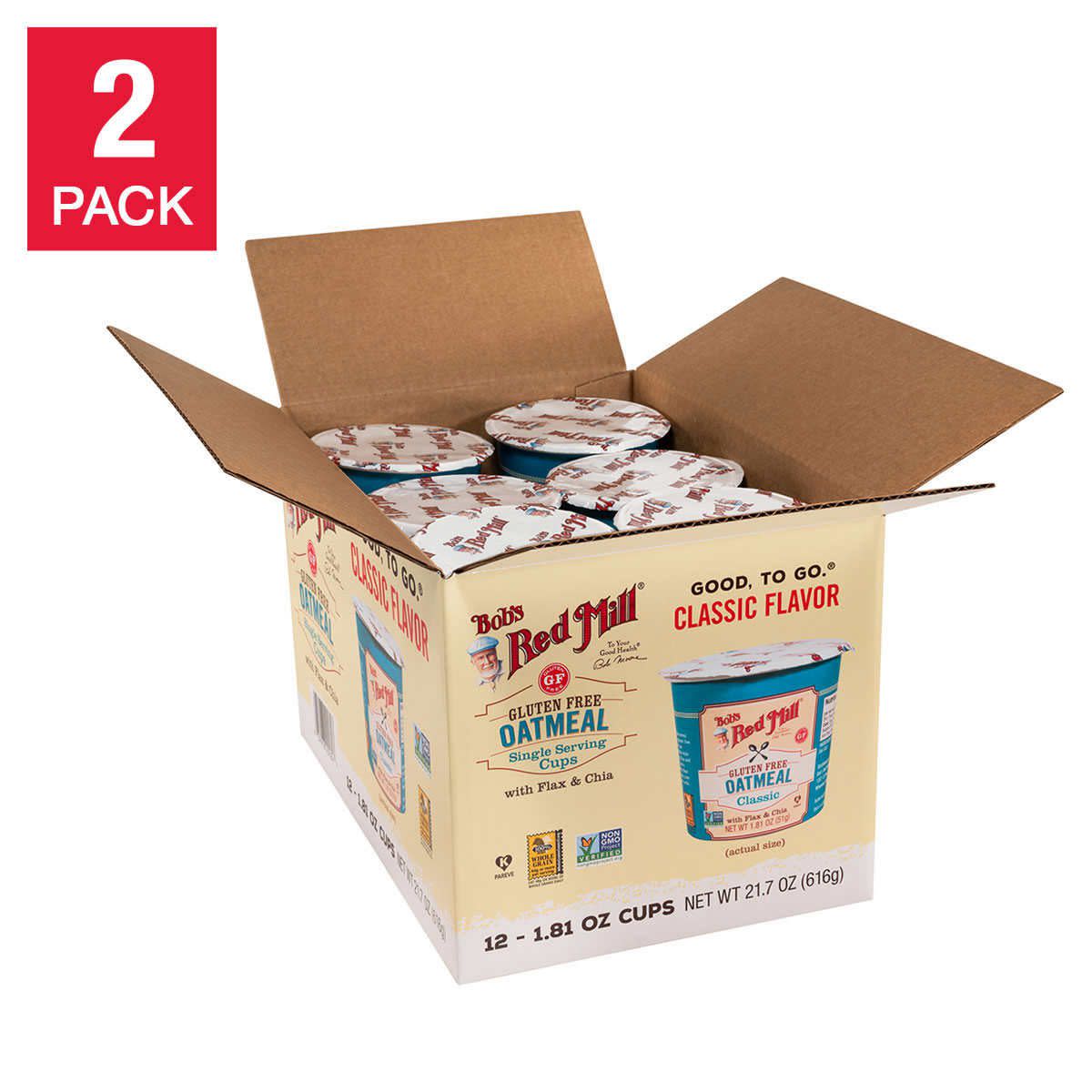 Bob's Red Mill Oatmeal Cups, Two 12-Count Pack
