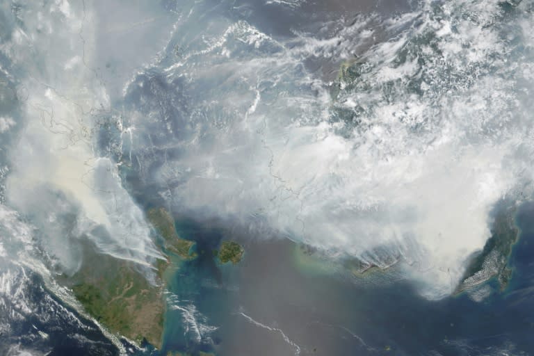Smoke from Indonesia forest fires pictured on NASA's Terra satellite on September 24, 2015