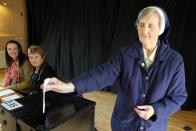 Sister Loreto Ryan of the Sisters of Charity casts her vote in the gay marriage referendum at a polling station in Drumcondra, north Dublin, on May 22, 2015