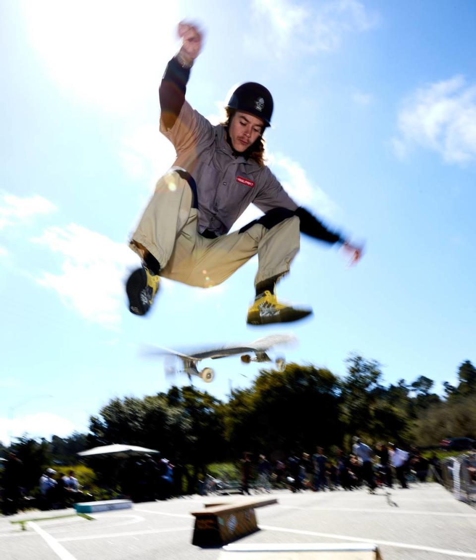 Pro Skater Andy Anderson gets some air in support of a new skate park in Cambria.