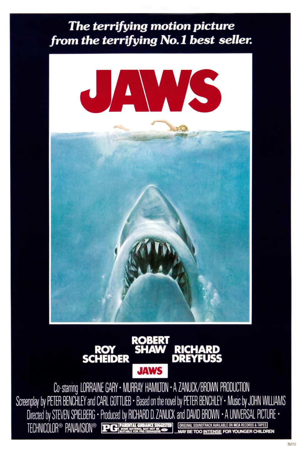 The theatrical poster of "Jaws"