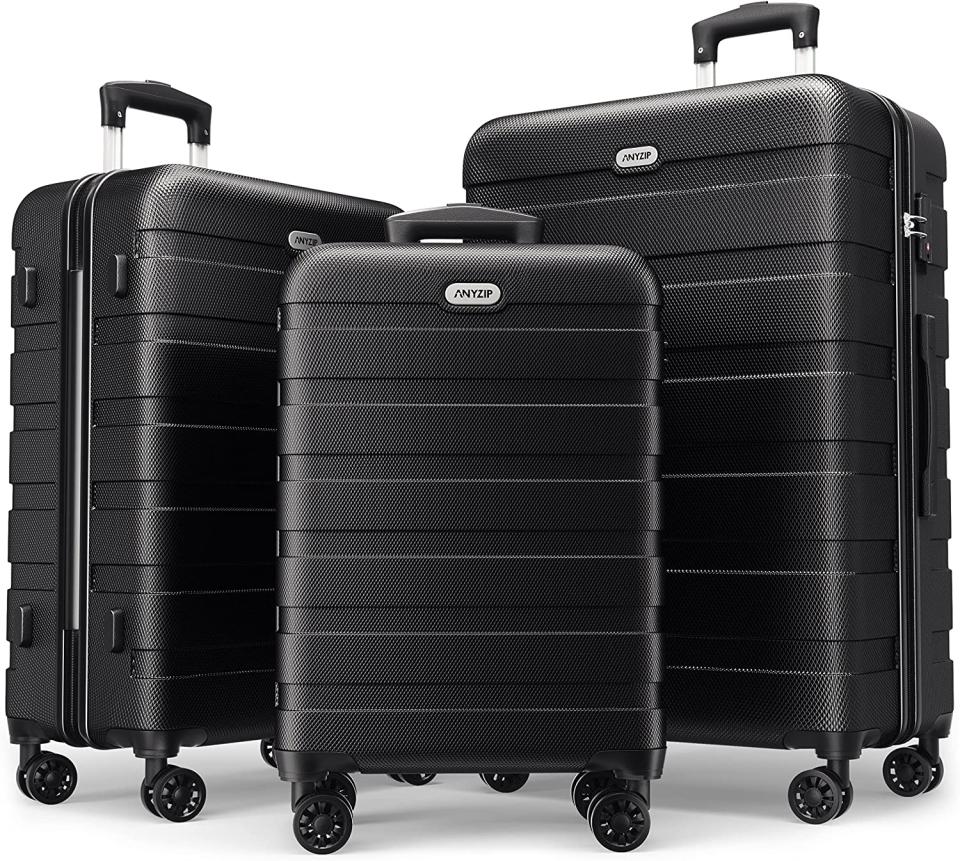 3 Piece AnyZip PC ABS Hardside Suitcase Set. Image via Amazon.