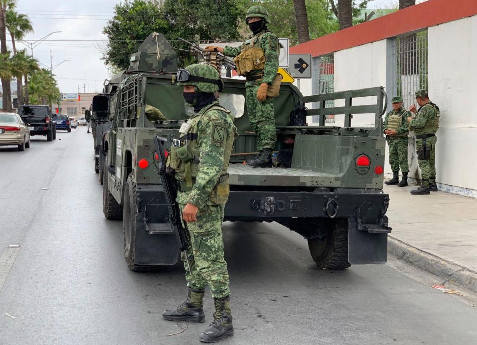 Mexican army soldiers prepare a search mission for four U.S. citizens kidnapped by gunmen at Matamoros, Mexico, Monday, March 6, 2023. Mexican President Andres Manuel Lopez Obrador said the four Americans were going to buy medicine and were caught in the crossfire between two armed groups after they had entered Matamoros, across from Brownsville, Texas, on Friday.