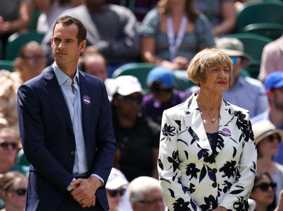 Andy Murray, left, received a loud ovation while the reception for the controversial Margaret Court, right, was not as effusive as the others (John Walton/PA) (PA Wire)