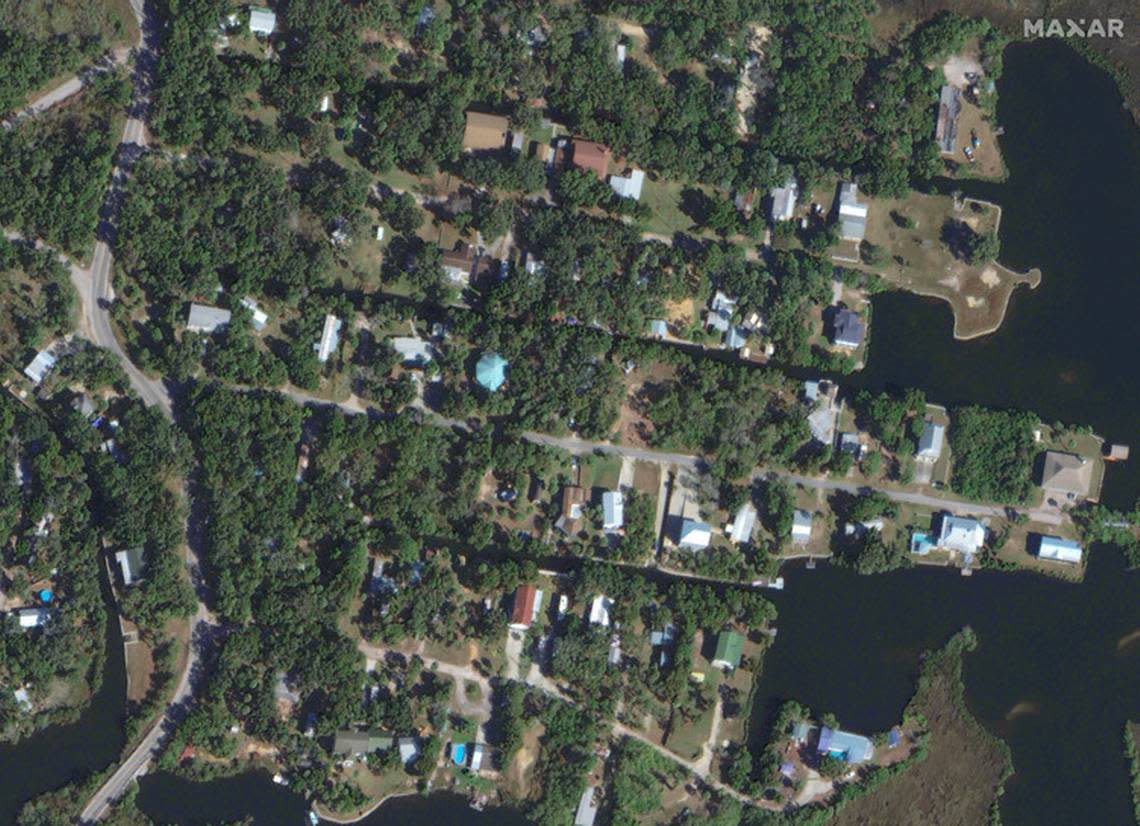 This is how a section of Ozello, Florida looked before Hurricane Idalia on Jan. 12, 2023. Satellite image ©2023 Maxar Technologies.