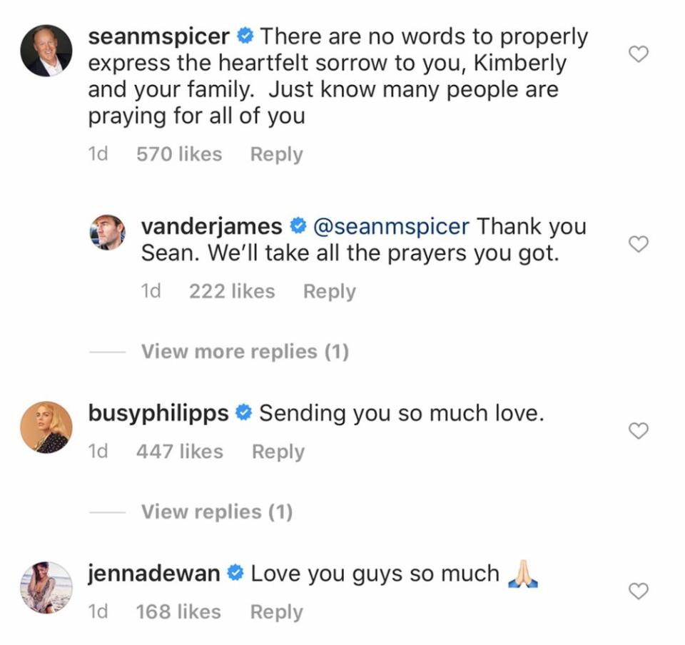 James Van Der Beek's Instagram comments