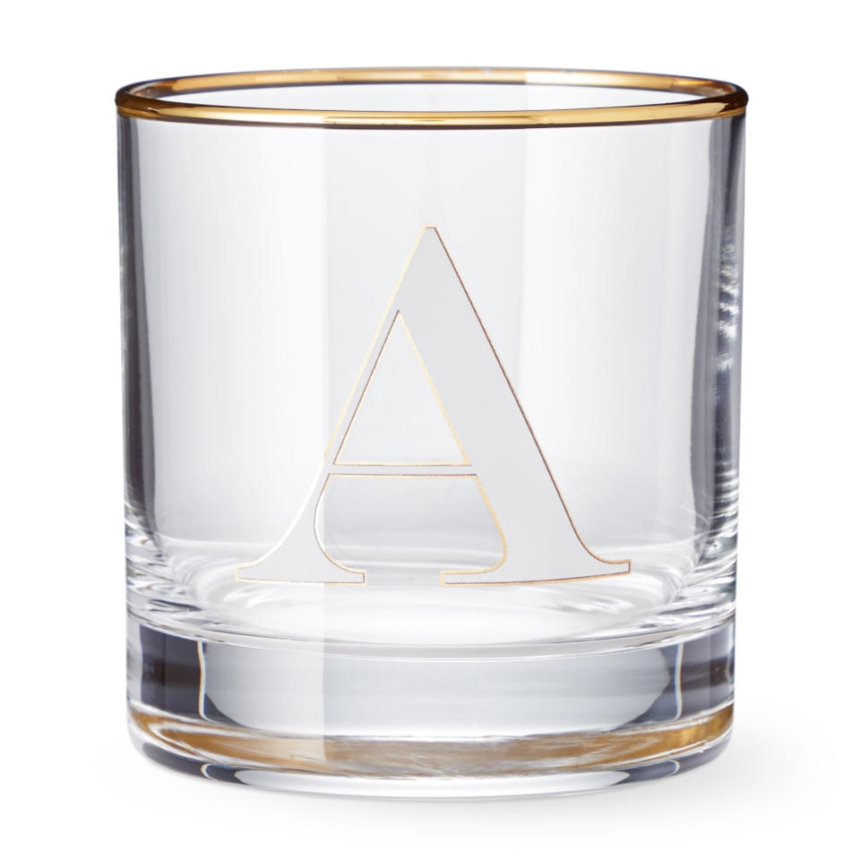 Williams Sonoma monogramed old-fashioned glass