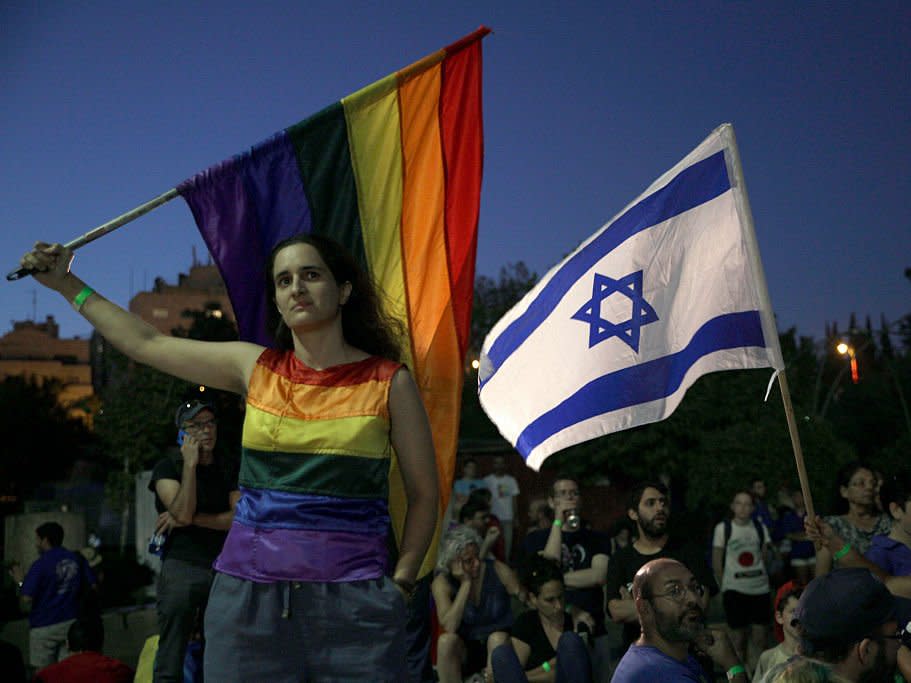Rainbow flag israeli flag
