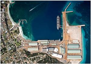 Port of Esperance. (Current site footprint. Feasibility Study design approach to future potential rail unloading infrastructure, and ancillary infrastructure, to be provided in a separate market update following release of draft master plan by SPA)