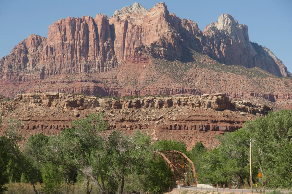 Travelers on the way to Zion National Park pass through the town of Rockville Thursday, May 6, 2021.