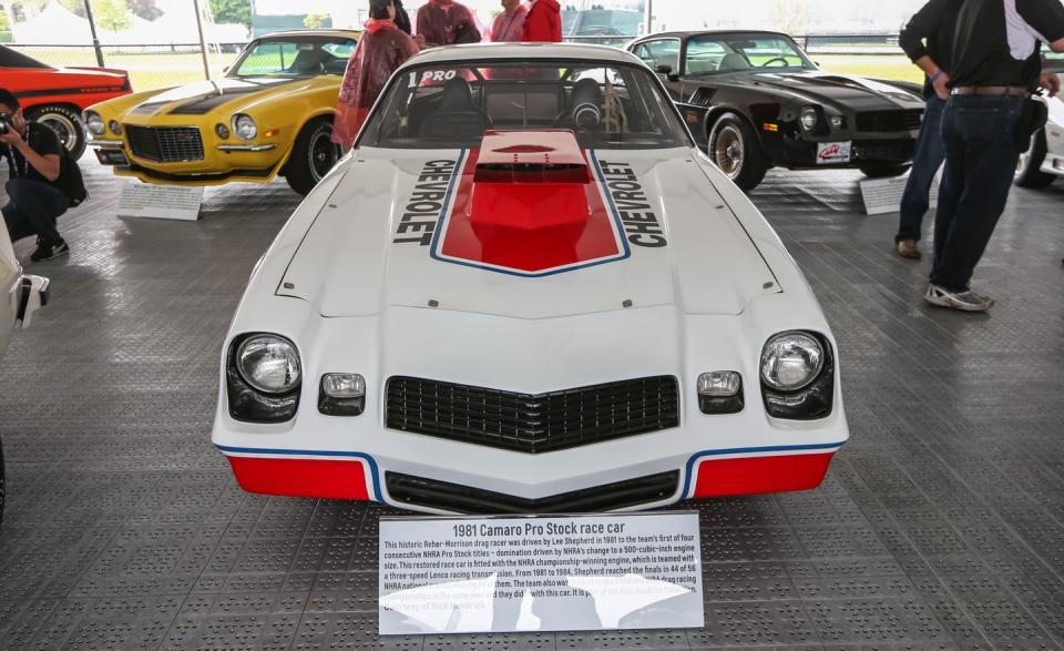 <p>Camaros and drag racing are a longstanding pairing. This Pro Stock Camaro was driven to the first of Reher-Morrison's four consecutive Pro Stock NHRA titles in the early ’80s, and it currently resides in the Rick Hendrick collection.</p>