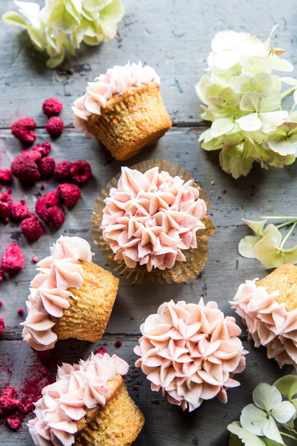 hydrangea carrot cake cupcakes