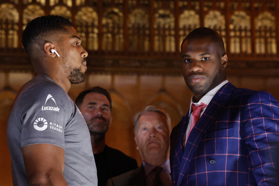 Boxeo - Daniel Dubois y Anthony Joshua - Conferencia de prensa - Guildhall, Londres, Gran Bretaña - 19 de septiembre de 2024 Anthony Joshua y Daniel Dubois durante la conferencia de prensa Action Images vía Reuters/Andrew Couldridge