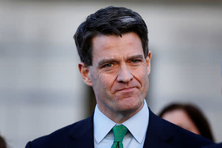 Former deputy executive director of the Port Authority of New York and New Jersey, Bill Baroni, listens as his lawyer speaks following his sentencing in the Bridgegate trial at the Federal Courthouse in Newark, New Jersey, U.S., March 29, 2017. REUTERS/Lucas Jackson