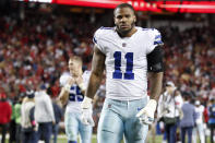 Dallas Cowboys linebacker Micah Parsons (11) walks off the field after an NFL divisional round playoff football game against the San Francisco 49ers in Santa Clara, Calif., Sunday, Jan. 22, 2023. (AP Photo/Josie Lepe)