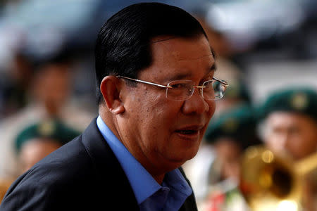 Cambodia's Prime Minister Hun Sen arrives at an event to celebrate Children's Day in Phnom Penh May 31, 2016. REUTERS/Samrang Pring