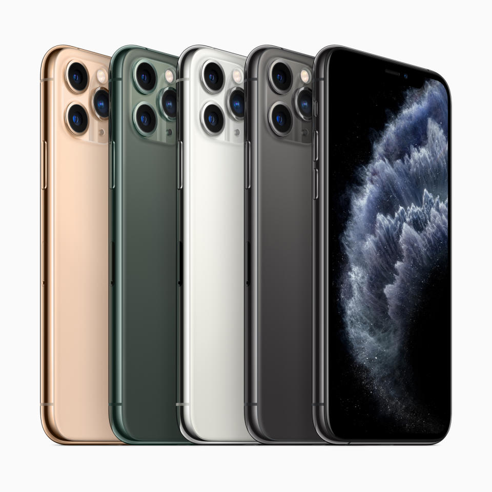 Apple iPhone 11 Pro Max family, including the new midnight green colour. (PHOTO: Apple)