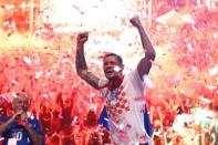 Soccer Football - World Cup - The Croatia team return from the World Cup in Russia - Zagreb, Croatia - July 16, 2018 Croatia's Dejan Lovren during celebrations REUTERS/Antonio Bronic