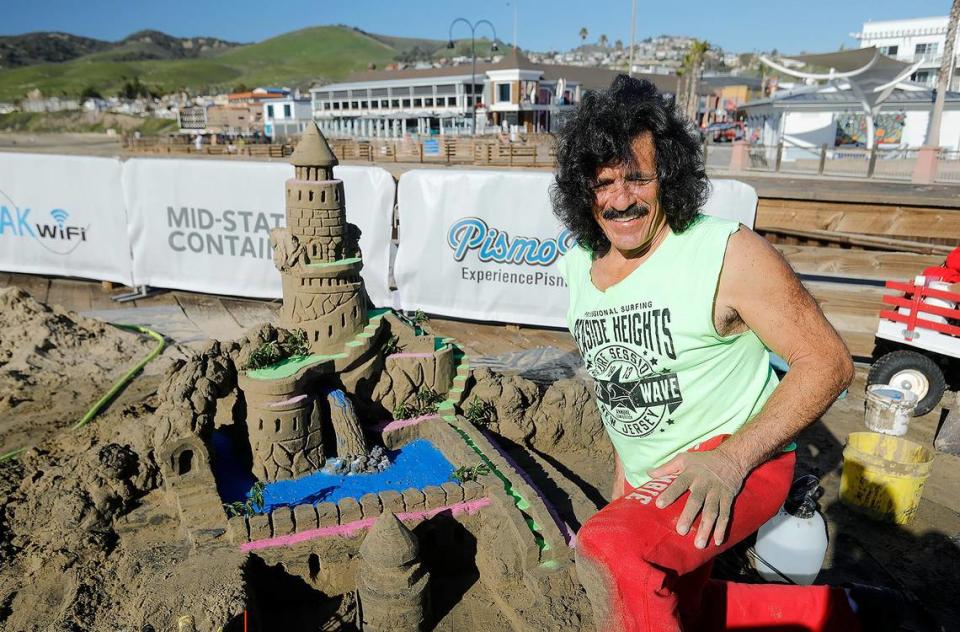 The SLO CAL Open surfing competition is running through Sunday, Jan. 29, 2023, at the Pismo Beach Pier. As part of the festivities, Arroyo Grande artist Raul Torres demonstrated his sand art creation on the pier.