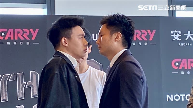 Toyz（左）與鍾培生（右）將於7月5日在台北小巨蛋舉辦拳擊賽，新仇舊恨一次在擂台上結清。（圖／記者林柏廷攝影）