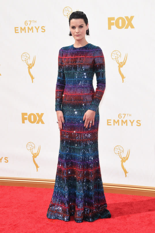 Jaimie Alexander in Atelier Versace at the 2015 Emmys Awards.