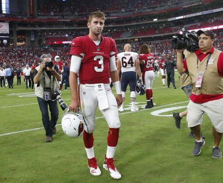 Sep 23, 2018; Green Bay, WI, USA; Arizona Cardinals quarterback Josh Rosen (3) walks off the filed after losing 16-14 to the Chicago Bears at State Farm Stadium. Mandatory Credit: Rob Schumacher/The Arizona Republic via USA TODAY NETWORK