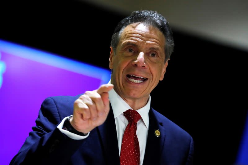 FILE PHOTO: New York Governor Andrew Cuomo announces new walk-in pop-up vaccination sites for Bodega, grocery store and supermarket workers in New York