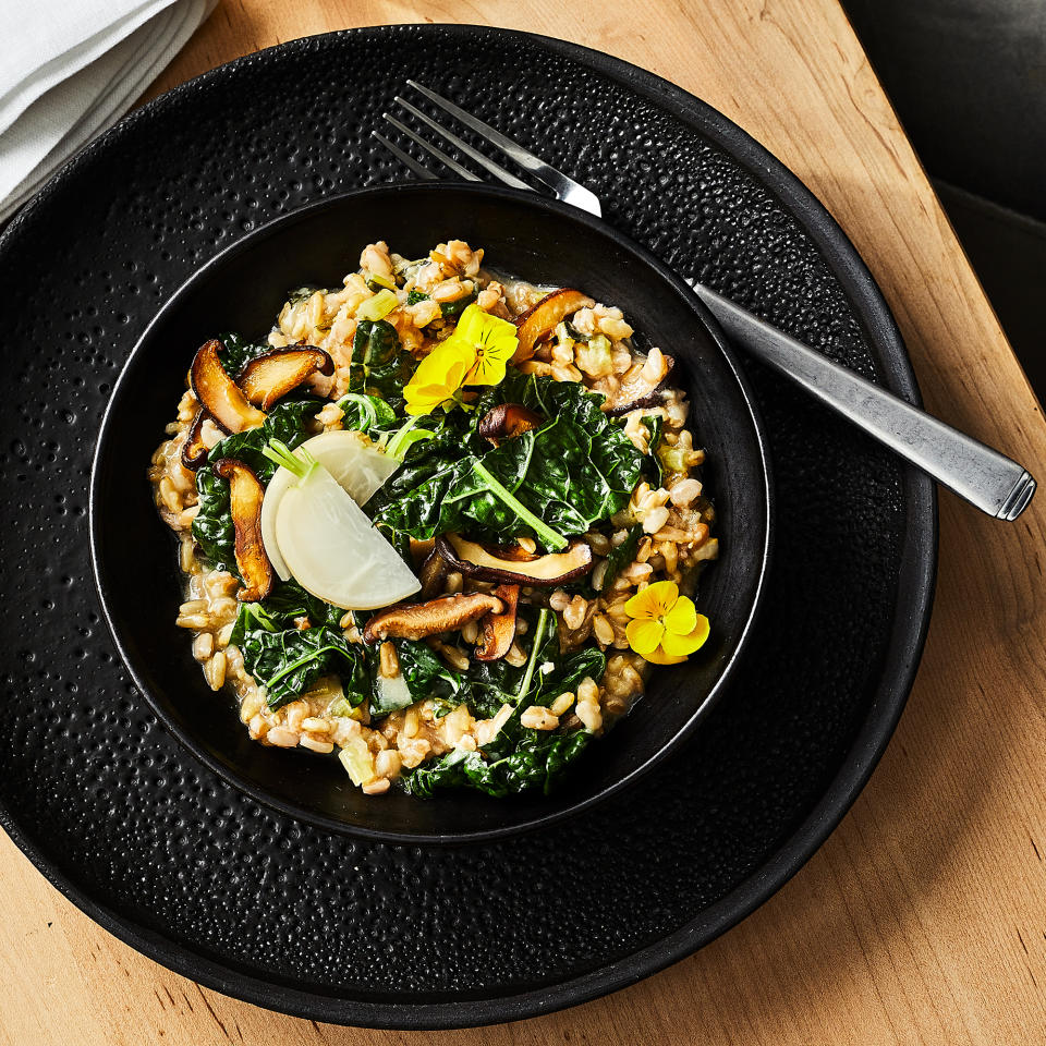 Farro Risotto with Mushrooms & Greens