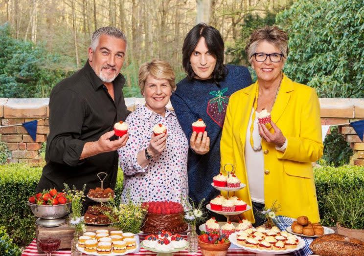 Paul, Sandi, Noel and Prue on the new series of Bake Off (Channel 4)