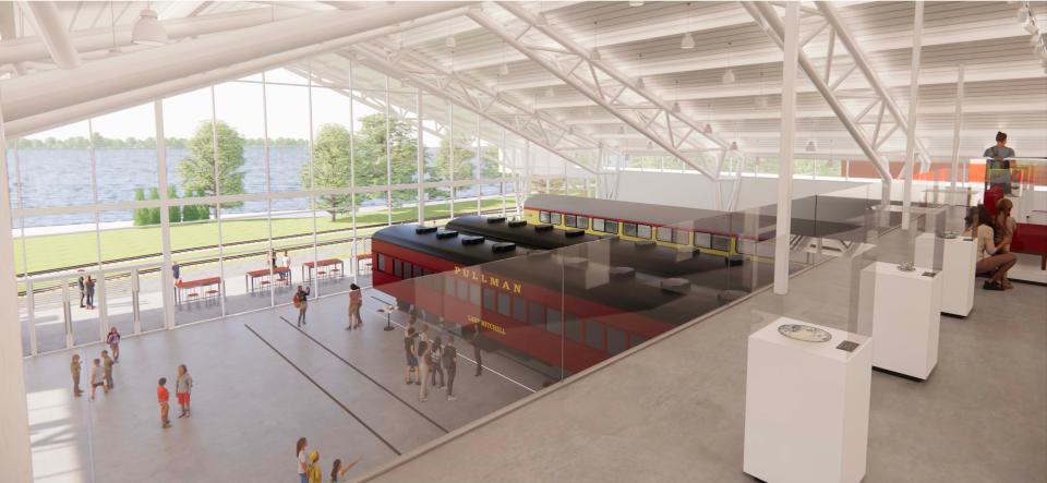 A view of the National Railroad Museum's expansion from the new mezzanine level.