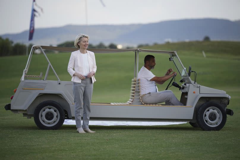 European Commission President Ursula von der Leyen on the first day of the G7 summit in Borgo Egnazia, 13 June 2024