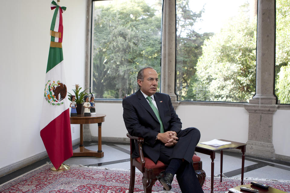 Felipe Calderón durante una entrevista con The New York Times en su despacho en 2011, cuando era presidente de México. (Susana Gonzalez/The New York Times) 