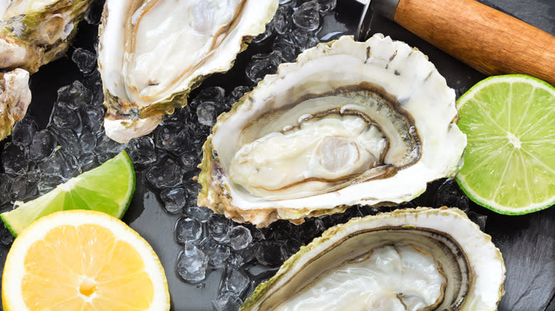 Oysters covered in liquor