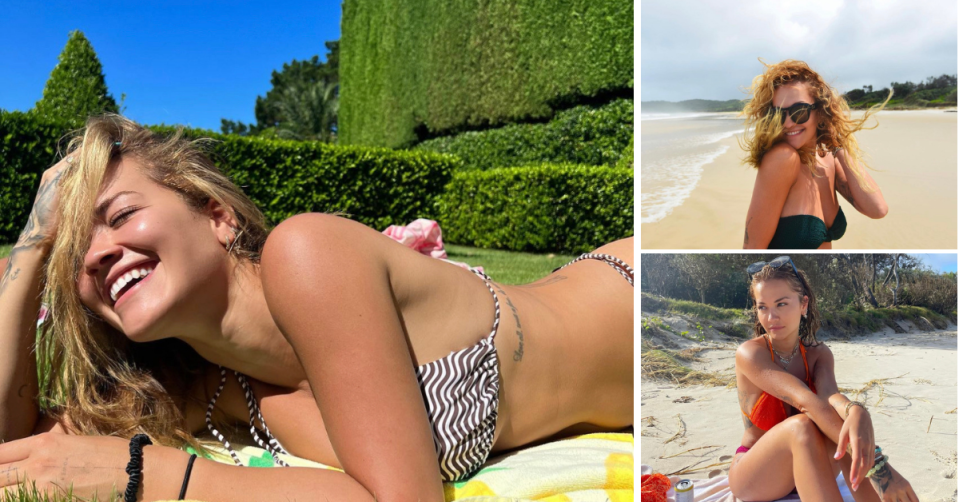 Rita Ora in a series of beach pics in Australia
