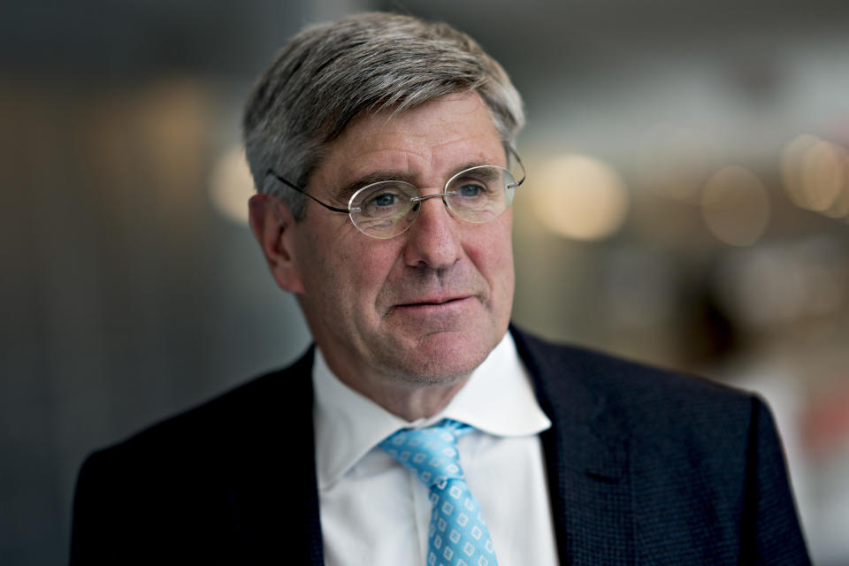 Stephen Moore, visiting fellow at the Heritage Foundation, stands for a photograph following a Bloomberg Television interview in Washington, D.C., U.S., on Friday, March 22, 2019. President Donald Trump said he's nominating Moore, a long-time supporter of the president, for a seat on the Federal Reserve Board. Photographer: Andrew Harrer/Bloomberg via Getty Images