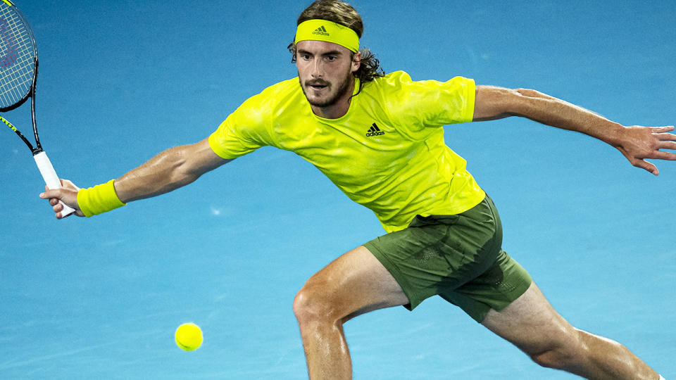 Stefanos Tsitsipas, pictured here in action against Rafael Nadal at the Australian Open.