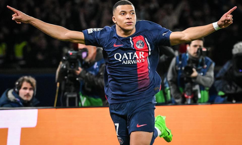 <span>Kylian Mbappé opened the scoring for Paris Saint-Germain in their 2-0 win against Real Sociedad.</span><span>Photograph: Matthieu Mirville/DPPI/Shutterstock</span>