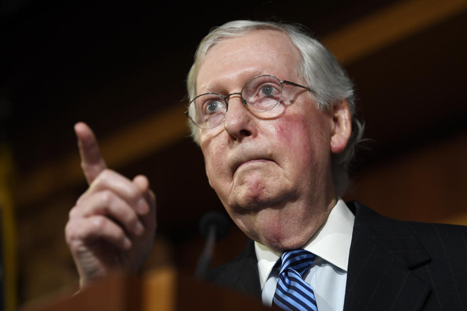 The New York Times editorial board described the impeachment trial of President Donald Trump, under the guidance of Senate Majority Leader Mitch McConnell (R-Ky.), pictured, as &ldquo;a joke at the Constitution&rsquo;s expense.&rdquo; (Photo: ASSOCIATED PRESS)