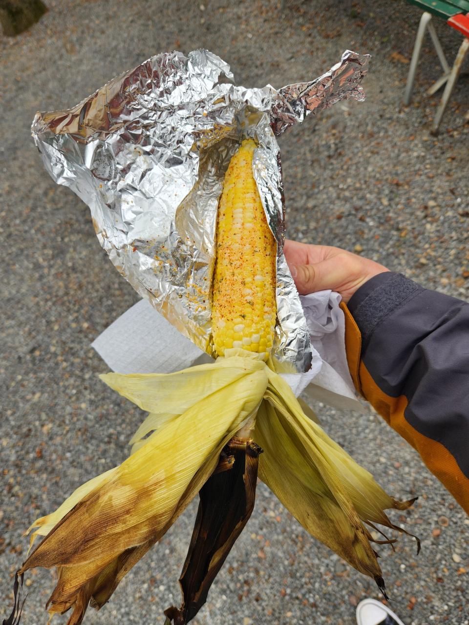 Grilled street corn at Knoebels.