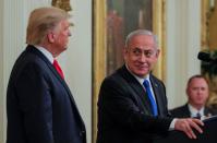 U.S. President Trump and Israel's Prime Minister Netanyahu discuss peace plan proposal at the White House in Washington
