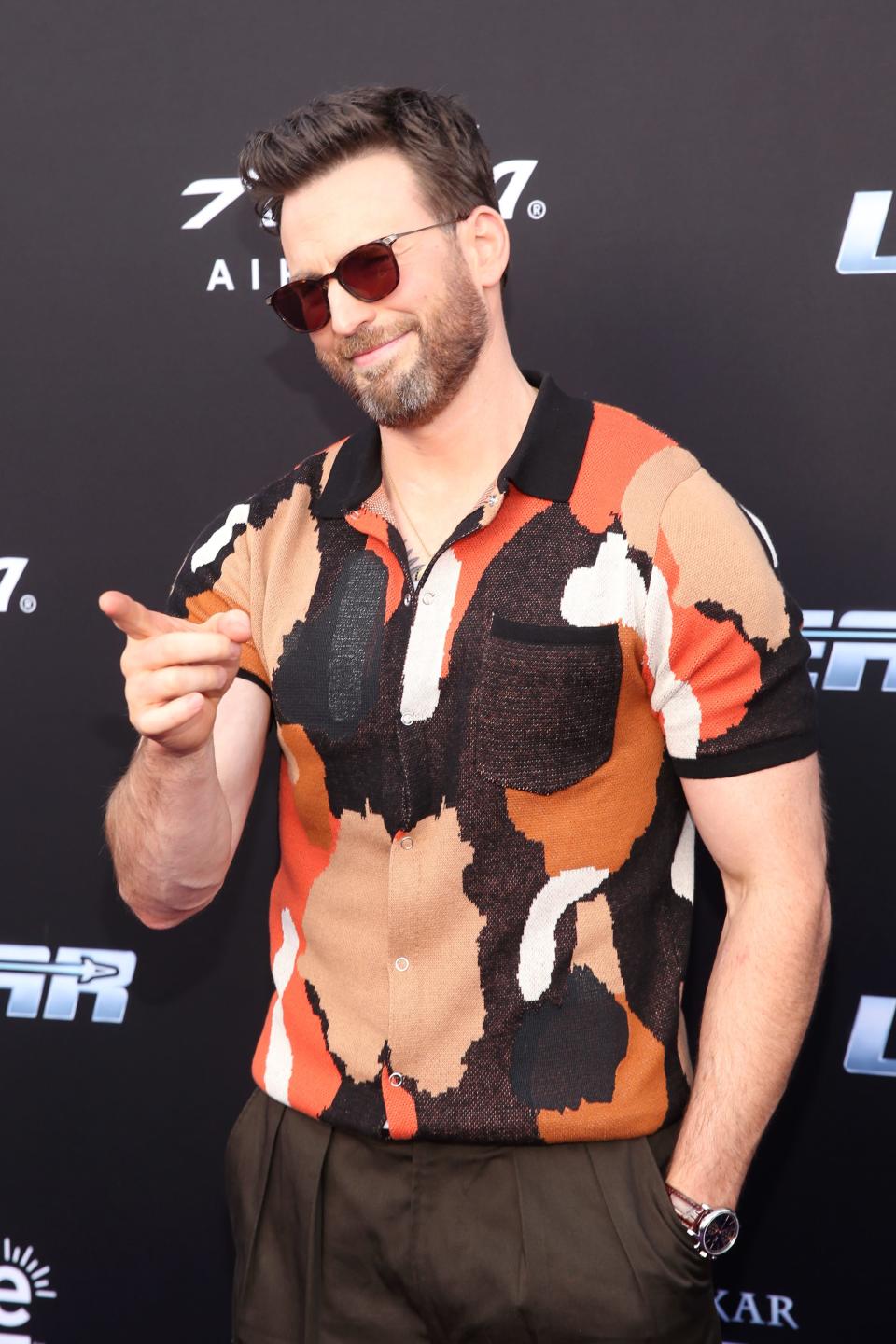 Chris Evans attends the Hollywood premiere of Disney and Pixar's "Lightyear."