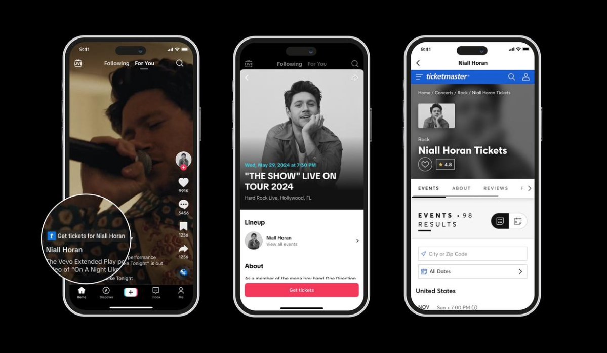 ادغام TikTok Ticketmaster به کاربران خارج از ایالات متحده گسترش می یابد