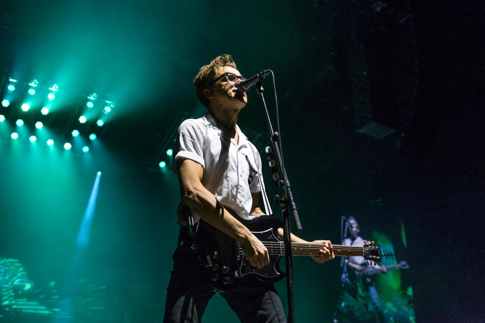 LONDON, ENGLAND - NOVEMBER 21: Tom Fletcher of McFly performs at The O2 Arena on November 21, 2021 in London, England. (Photo by Matthew Baker/Getty Images)