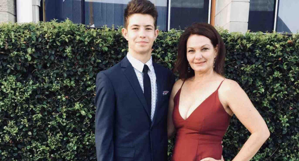 Braydan Carter-Mathews, pictured with his mother Rachel, was one of three teens killed in the crash. Source: GoFundMe