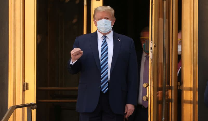 U.S. President Donald Trump departs Walter Reed National Military Medical Center in Bethesda, Maryland