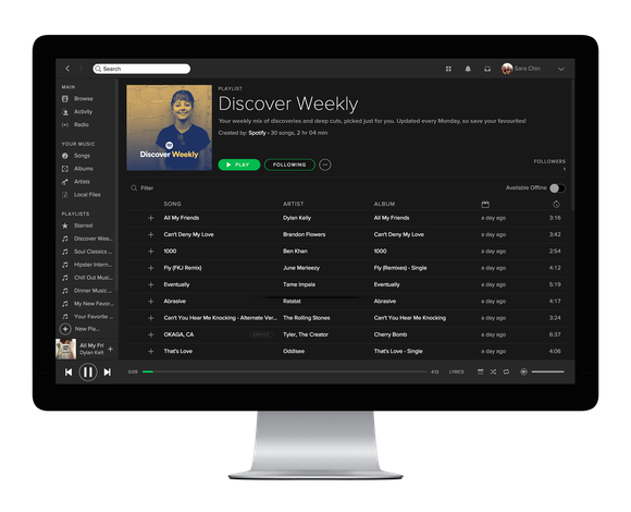 Spotify on a desktop computer.