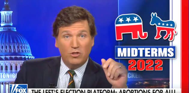 Tucker Carlson flirted with QAnon conspiracies on Monday, suggesting that the Democratic Party was a “child sacrifice cult.” (Photo: Fox News)